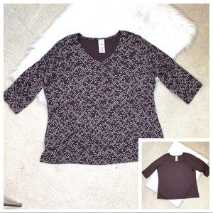 {3/$25} 2 V-neck tee shirt brown floral